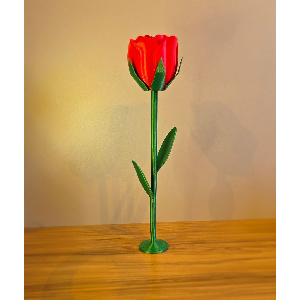 Rosa Vermelha Decorativa Impressão 3D Design Moderno Flor Artificial para Mesa e Ambiente