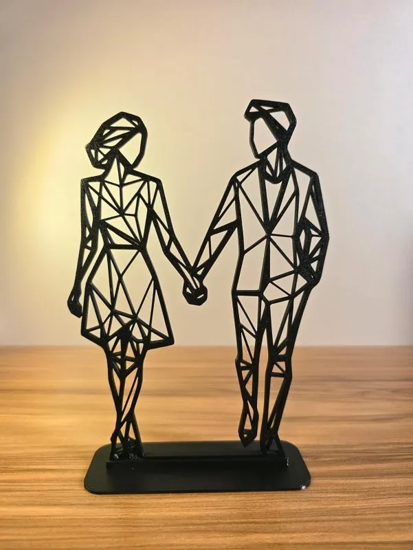 Escultura Casal Geométrica Moderna